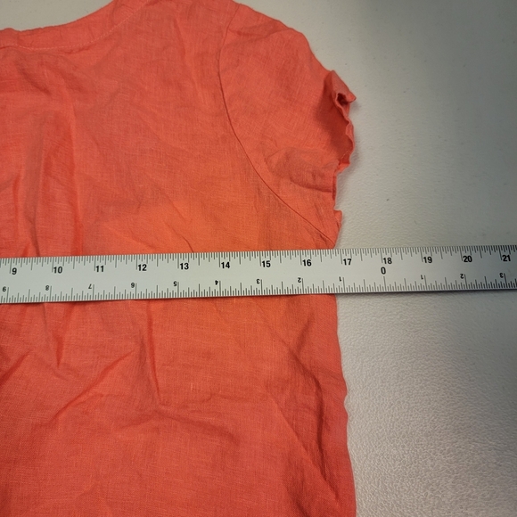 C&C California Orange Scoop Neck Short Sleeve Button Back Linen Top size XS - Picture 4 of 6